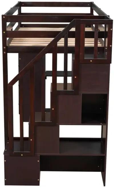 Merax Twin size Loft Bed with Storage Drawers and Stairs