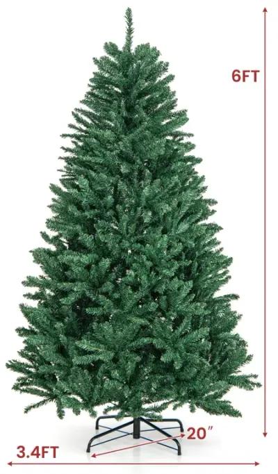 6 Feet Hinged Artificial Christmas Tree with Solid Metal Stand