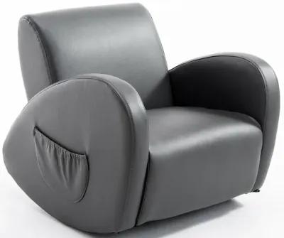 Comfy Kids' Rocker: Grey PU Leather Toddler Chair with Pocket