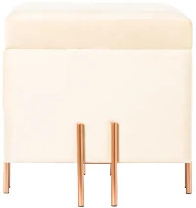 Square Velvet Storage Ottoman with Rose Gold Legs, Pink