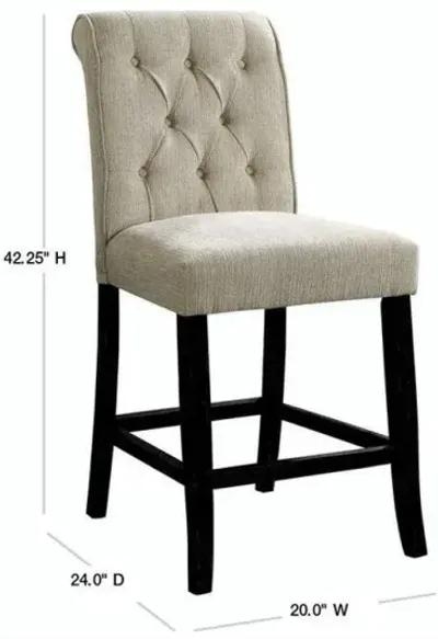 Rustic-style Dining Chairs, Set of 2, Beige Chenille