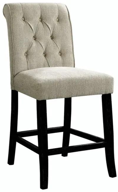 Rustic-style Dining Chairs, Set of 2, Beige Chenille