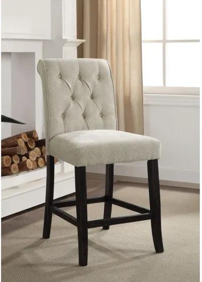 Rustic-style Dining Chairs, Set of 2, Beige Chenille