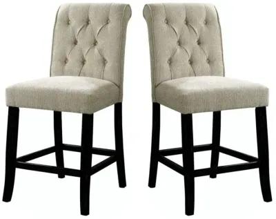 Rustic-style Dining Chairs, Set of 2, Beige Chenille