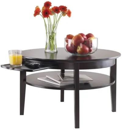 Amelia Round Coffee Table with Pull out Tray