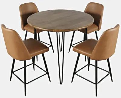 Jofran Five Piece Round Modern  Solid Wood Counter Height Dining Set