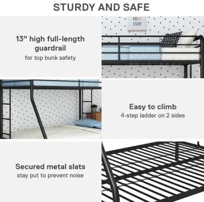 Atwater Living Cassia Twin over Full Metal Bunk Bed with Two Ladders and Safety Railings