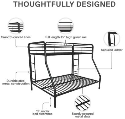 Atwater Living Cassia Twin over Full Metal Bunk Bed with Two Ladders and Safety Railings