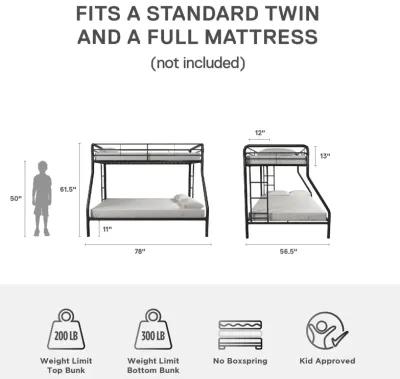 Atwater Living Cassia Twin over Full Metal Bunk Bed with Two Ladders and Safety Railings