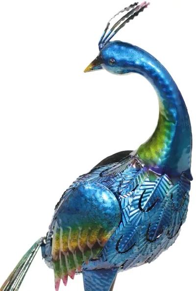 Sunnydaze Peacock Outdoor Metal Garden Statue - 34.5 in - Set of 2