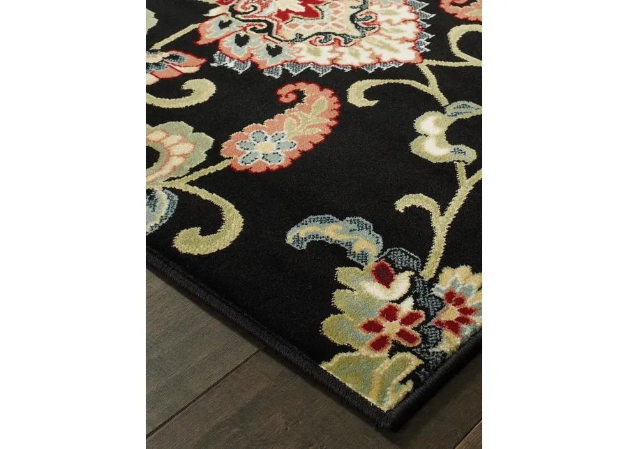 Kashan 1'10" x 3' Black Rug