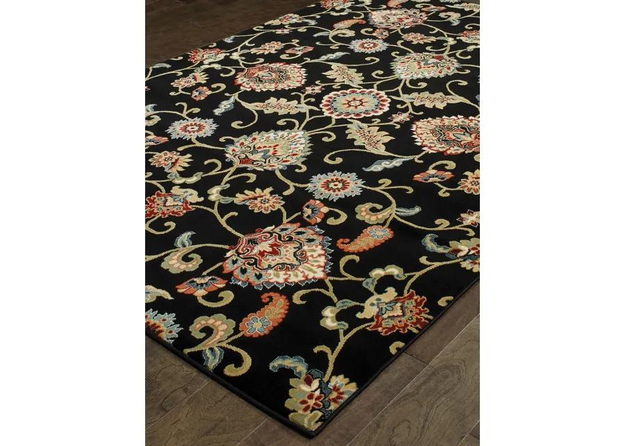 Kashan 1'10" x 3' Black Rug