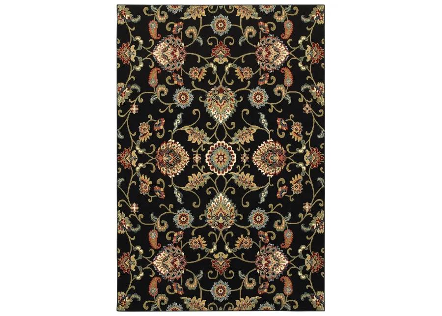 Kashan 1'10" x 3' Black Rug