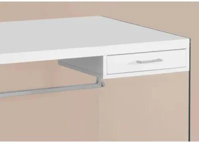 Monarch Specialties I 7209 Computer Desk, Home Office, Laptop, Storage Drawers, 48"L, Work, Tempered Glass, Laminate, Glossy White, Clear, Contemporary, Modern