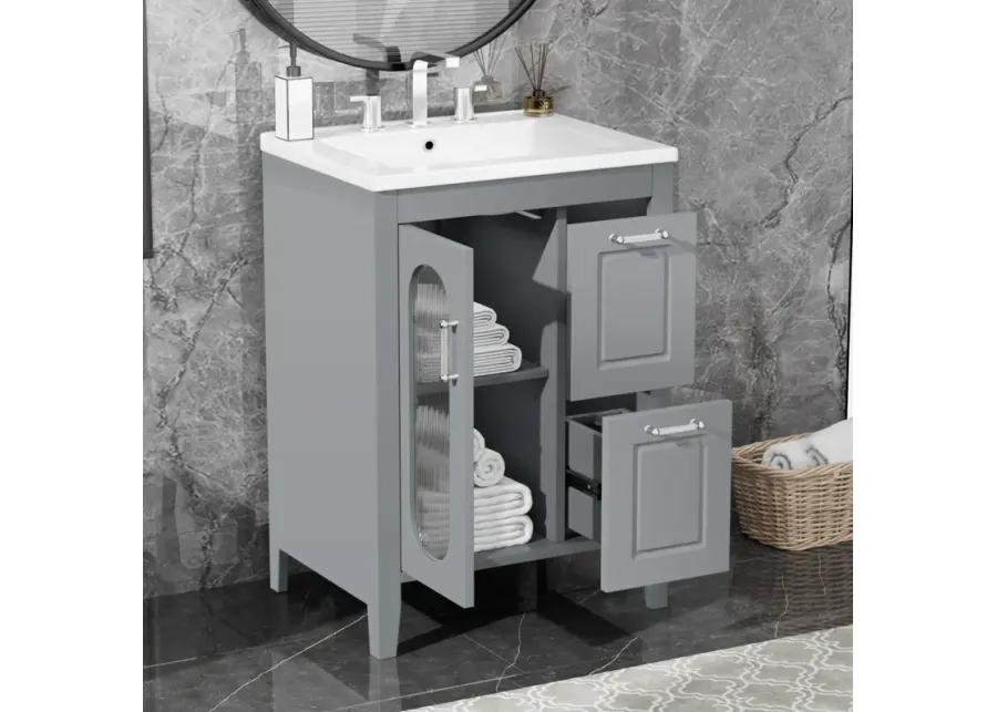 Merax  Painted Freestanding Bathroom Cabinet Vanity with Sink