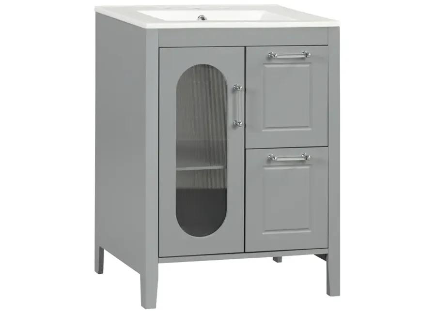 Merax  Painted Freestanding Bathroom Cabinet Vanity with Sink