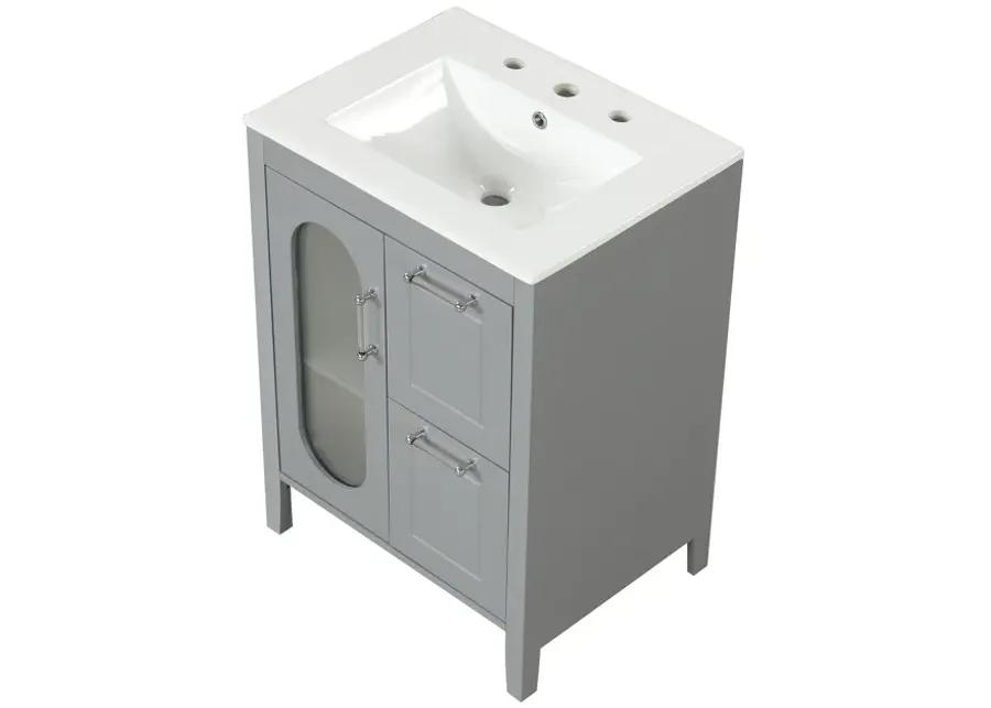 Merax  Painted Freestanding Bathroom Cabinet Vanity with Sink