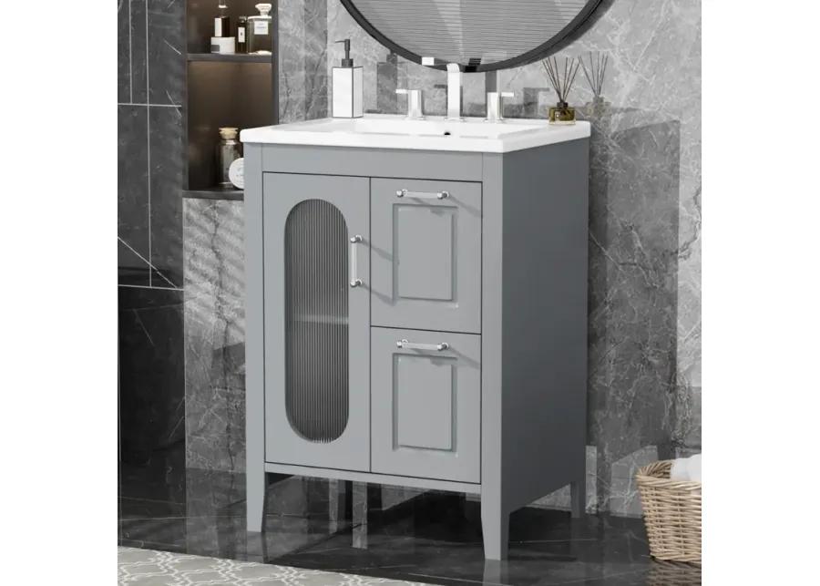 Merax  Painted Freestanding Bathroom Cabinet Vanity with Sink