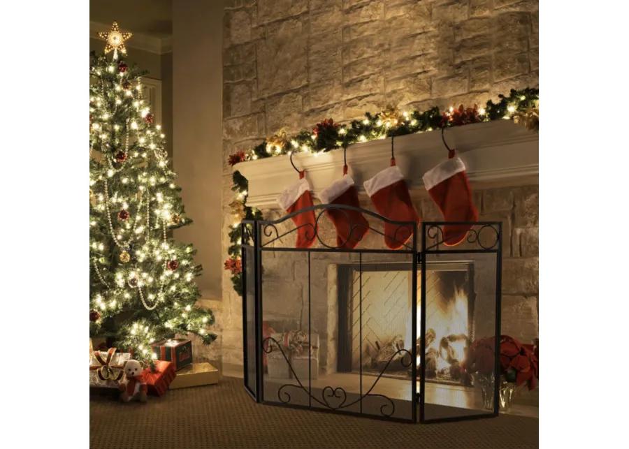 3-Panel Freestanding Fireplace Screen Folded Fire Doors