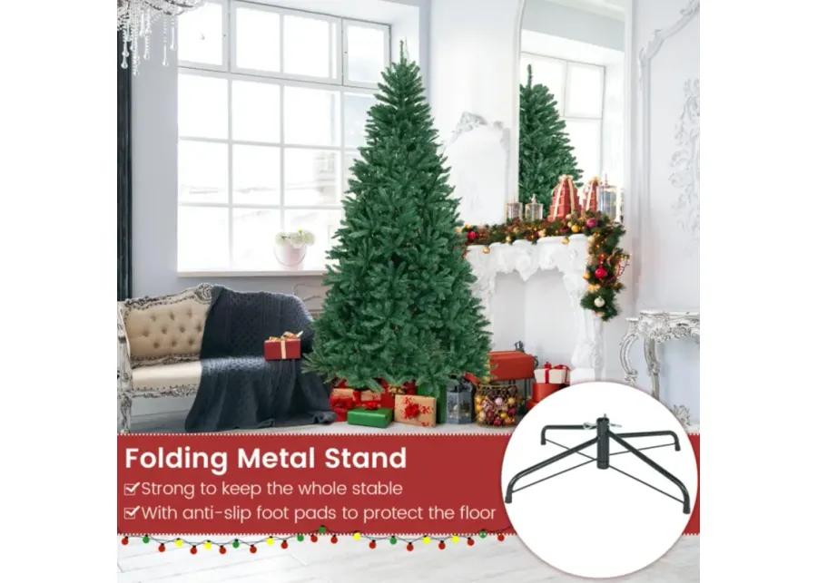 Hivvago 7.5 Feet Artificial Christmas Tree with Folding Metal Stand