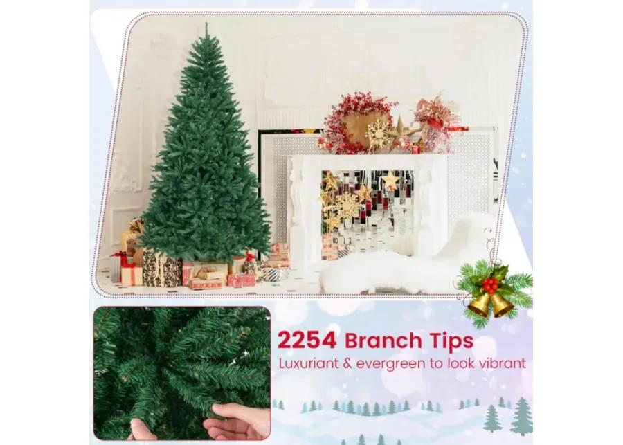 Hivvago 7.5 Feet Artificial Christmas Tree with Folding Metal Stand