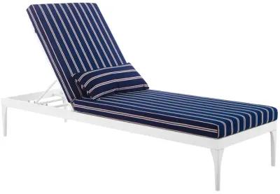 Perspective Cushion Outdoor Patio Chaise Lounge Chair - White Striped Navy