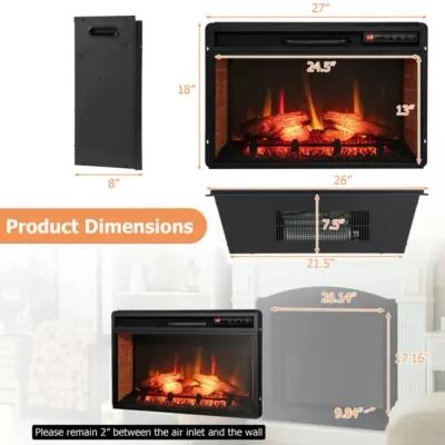 Hivvago 26 Inch Infrared Electric Fireplace Insert with Remote Control-Black