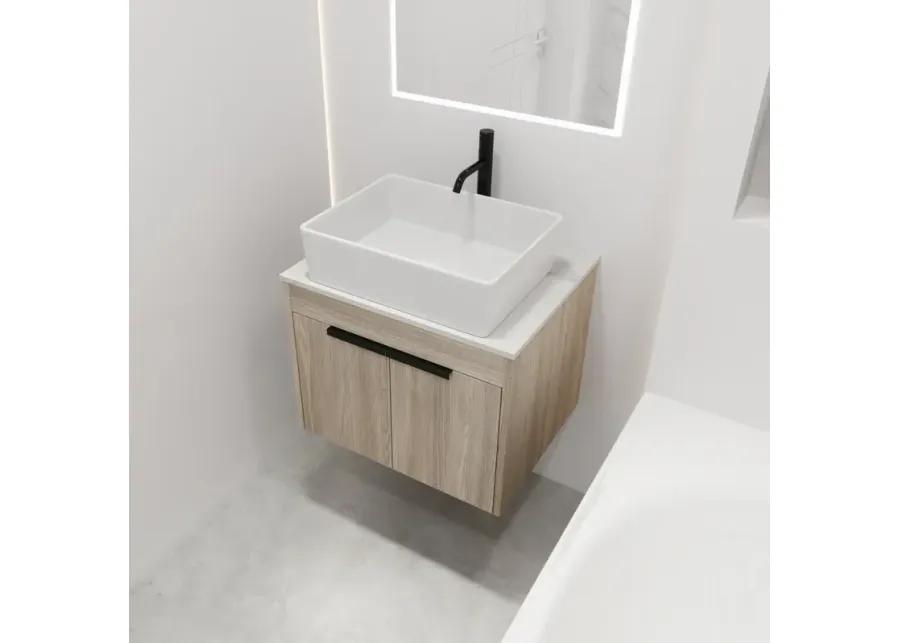 24" Modern Design Float Bathroom Vanity With Ceramic Basin Set