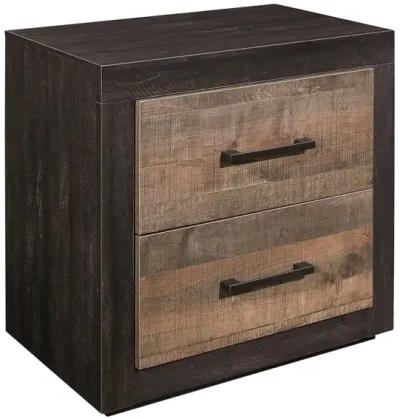 Contemporary Style Bedroom Nightstand Natural Wood Grain Look Two Tone Finish Bedside Table MDF Veneer