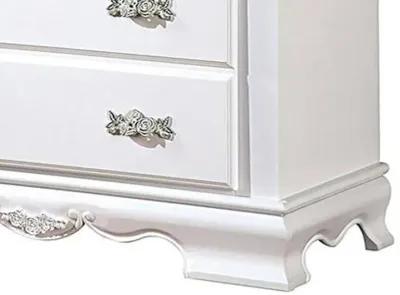 Benjara Auri 52 Inch Tall Dresser Chest, 5 Drawers, Crown Molding, White Wood