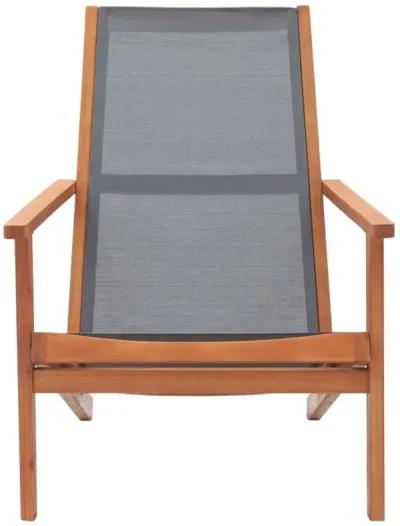 vidaXL Patio Lounge Chair - Solid Eucalyptus Wood and Textilene, Gray Color, Weather-Resistant, Suitable for Outdoor Use