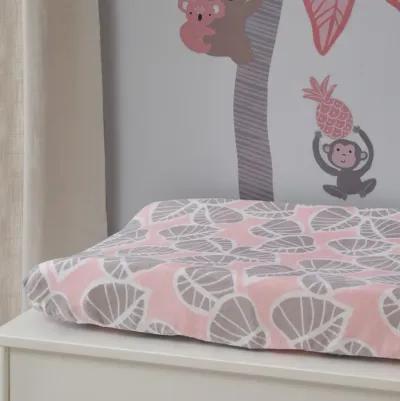 Lambs & Ivy Calypso Pink/Taupe Leaf Print Baby Changing Pad Cover