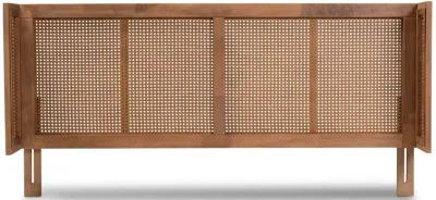 Baxton Studio Rina Wood and Synthetic Rattan Wrap Around Headboard