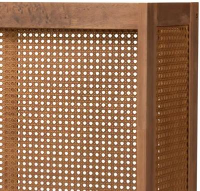 Baxton Studio Rina Wood and Synthetic Rattan Wrap Around Headboard