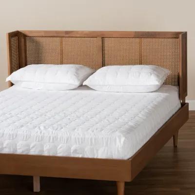 Baxton Studio Rina Wood and Synthetic Rattan Wrap Around Headboard