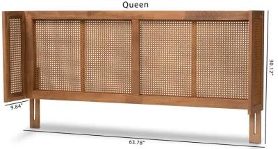 Baxton Studio Rina Wood and Synthetic Rattan Wrap Around Headboard