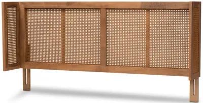 Baxton Studio Rina Wood and Synthetic Rattan Wrap Around Headboard