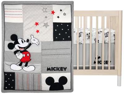 Lambs & Ivy Disney Baby Magical Mickey Mouse 3-Piece Crib Bedding Set - Gray