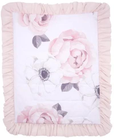 Lambs & Ivy Floral Garden Watercolor/Pink Linen 5-Piece Baby Crib Bedding Set