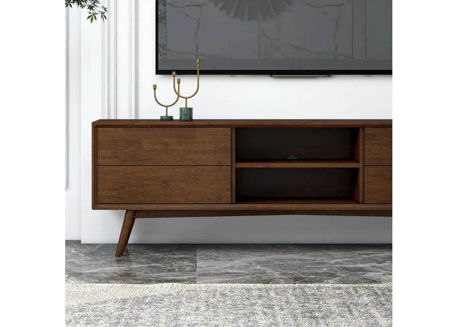 Ashcroft Furniture Co Caroline Mid Century Modern Style Walnut TV Stand up to 72