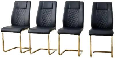 Hivvago 4 Pcs Faux Leather Upholstered Grid High Back Dining Chairs with Metal Base