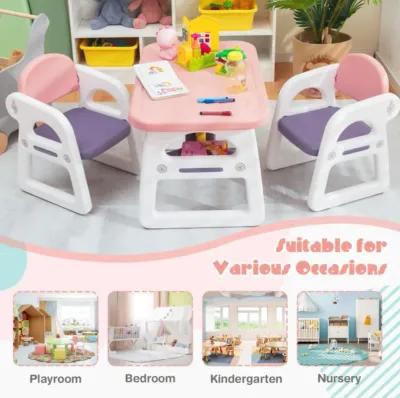 Hivvago Kids Table and Chair Set with Building Blocks