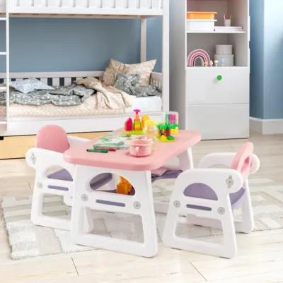 Hivvago Kids Table and Chair Set with Building Blocks