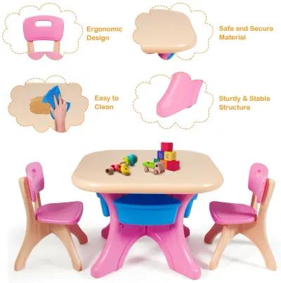 Children Kids Activity Table & Chair Set Play Furniture with Storage