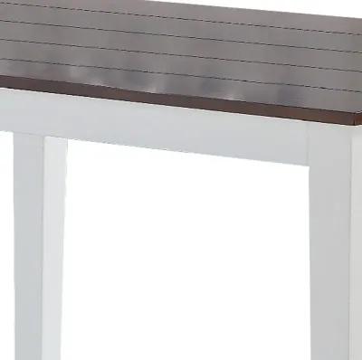 48 Inch Wood Dining Table, Plank Top, 4 Seater, White, Walnut Brown-Benzara