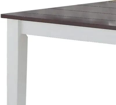 48 Inch Wood Dining Table, Plank Top, 4 Seater, White, Walnut Brown-Benzara