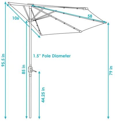 Sunnydaze 9 ft Solar Steel Half Patio Umbrella with Crank