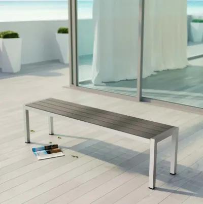 Silver Gray Shore Outdoor Patio Aluminum Bench