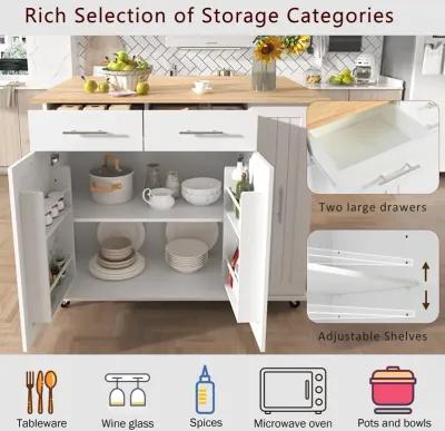 Merax Kitchen Storage Island Cart on Wheels