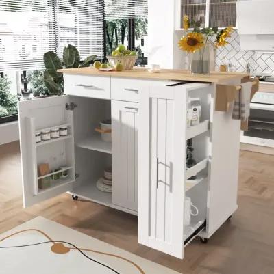 Merax Kitchen Storage Island Cart on Wheels